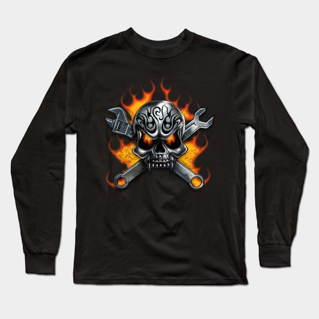 Mechanic Skull Long Sleeve T-Shirt by Buy Custom Things